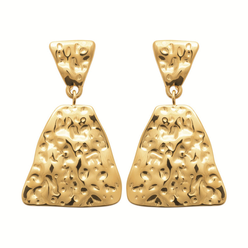 Boucles d'oreilles style géométrique, en acier doré