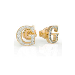 Boucles d'oreilles Guess, G, en acier doré et strass