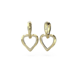 Boucles d'oreilles Guess, Coeur, en acier doré et strass