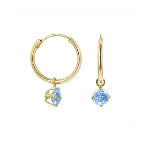 Boucles d'oreilles Créoles avec Topaze, en or 375 millièmes