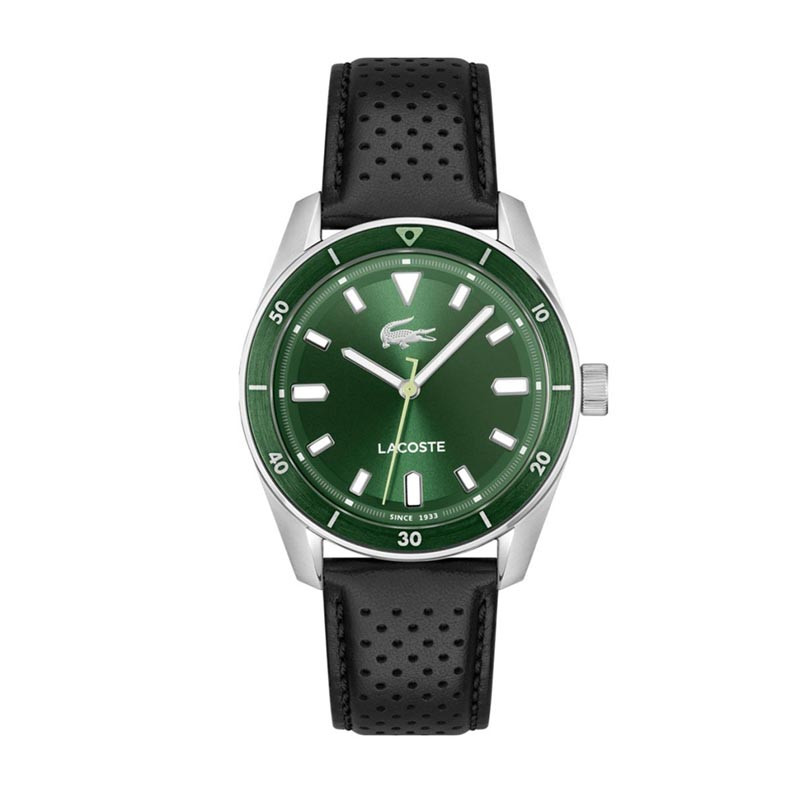 Montre Lacoste, Boston vert et cuir noir