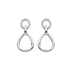 Boucles d'oreilles pendantes ovales, en argent