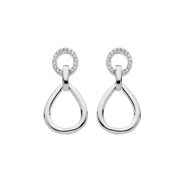 Boucles d'oreilles pendantes ovales, en argent
