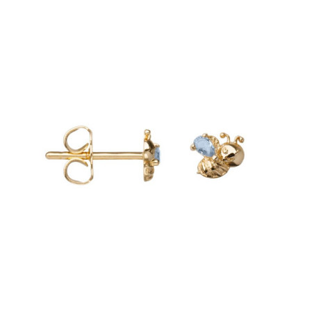 Boucles d'oreilles Abeille avec une pierre pour l'aile, en plaqué or