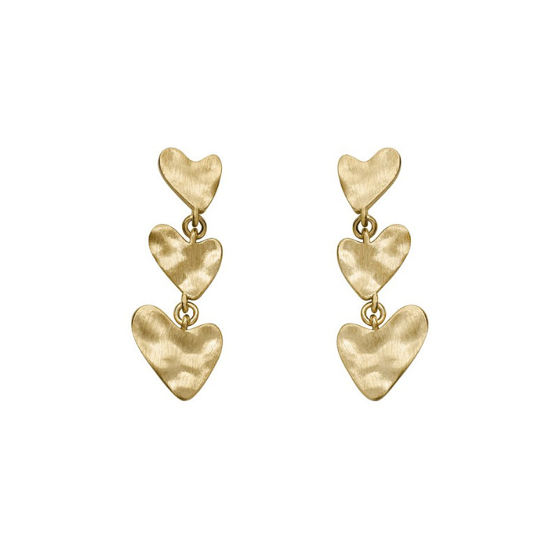 Boucles d'oreilles Coeurs, Skagen en acier doré