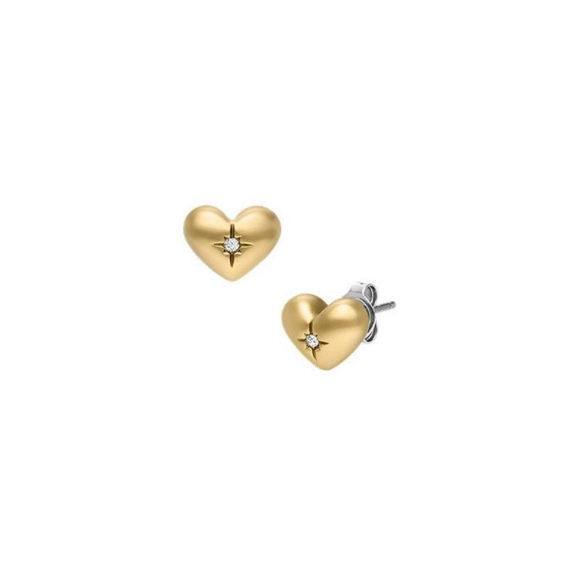 Boucles d'oreilles Coeur doré, Fossil