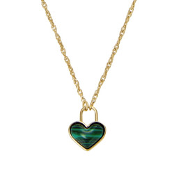 Collier Coeur effet Malachite, Fossil - JF04857710
