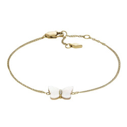 Bracelet Papillon en nacre et en acier doré, Fossil