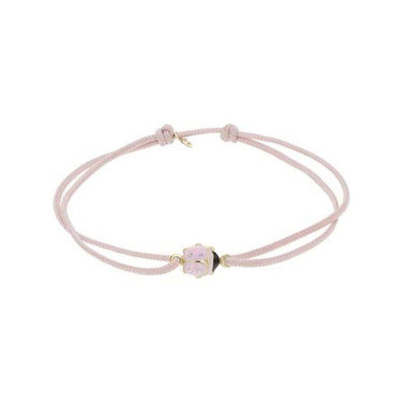 Bracelet Coccinelle rose avec un cordon rose pâle