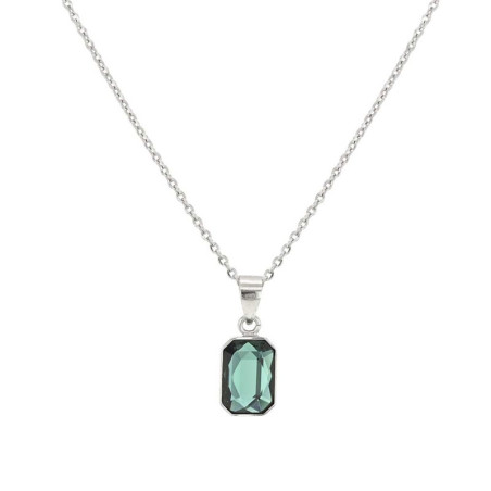 Collier Crystal Jewellery, Rectangle Vert et argent