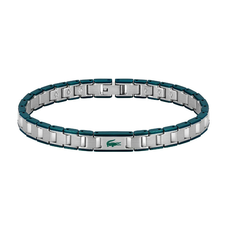 Bracelet Lacoste Métropole, mailles acier chromé et verte