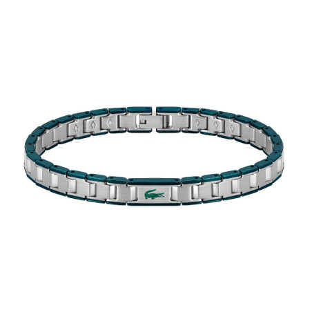 Bracelet Lacoste Métropole, mailles acier chromé et verte
