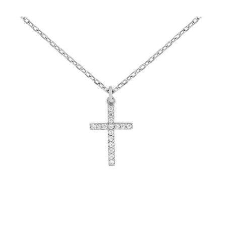 Collier pendentif Croix empierrée et en argent