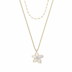 Collier Fleur nacré, Fossil, en acier doré