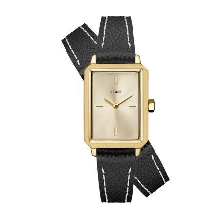 Montre Cluse, Fluette double tour cuir noir, CW11517