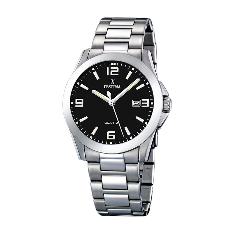 Montre Festina Classics, cadran noir et bracelet acier, F16376/4