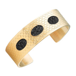 Bracelet Large Louise's Garden, Ecailles dorée - glitter noir -MOSERP04