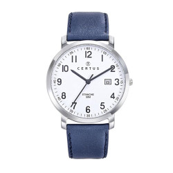 Montre Certus, 611082, montre pour homme bracelet cuir bleu