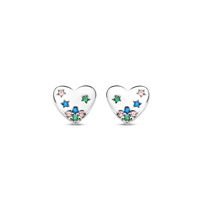 Boucles d'oreilles Naiomy Princess, Coeur étoilé, en argent