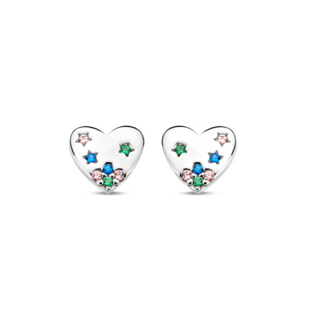 Boucles d'oreilles Naiomy Princess, Coeur étoilé, en argent