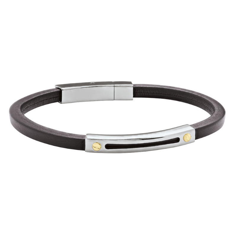 Bracelet Jourdan, Noren brun, en cuir et acier