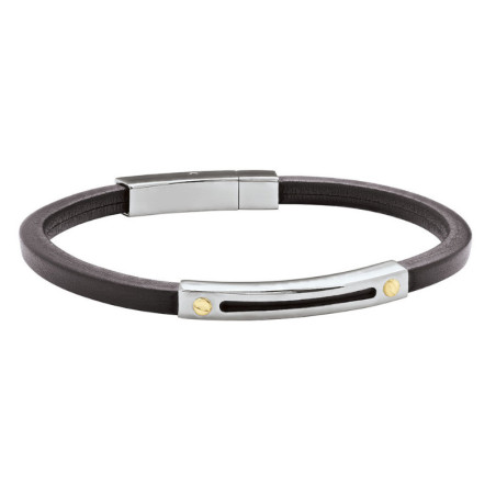 Bracelet Jourdan, Noren brun, en cuir et acier
