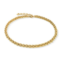 Collier Coeur de Lion, mailles fantaisies, en acier doré
