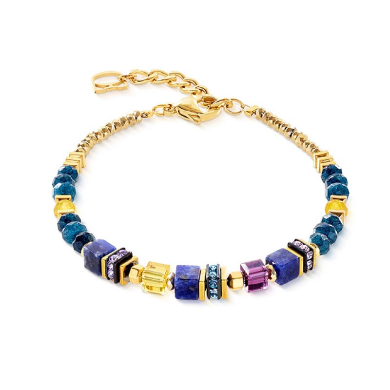 Bracelet Coeur de Lion, bleu et doré