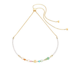 Collier Coeur de Lion, Teintes pastel et perles blanches.