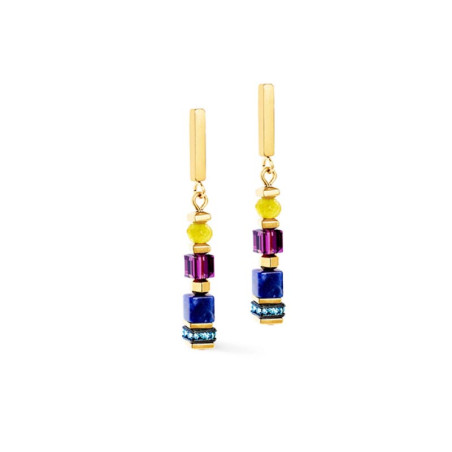 Boucles d'oreilles Coeur de Lion, Geo Cube, Bleu & violet