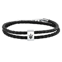 Bracelet Maserati double tour cuir noir, JM226AVE44