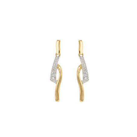 Boucles d'oreilles Ondulation bicolore, en or 9 carats et diamants