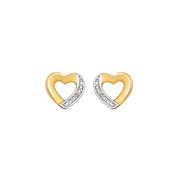Boucles d'oreilles Coeurs avec Diamants, en or 375 millièmes