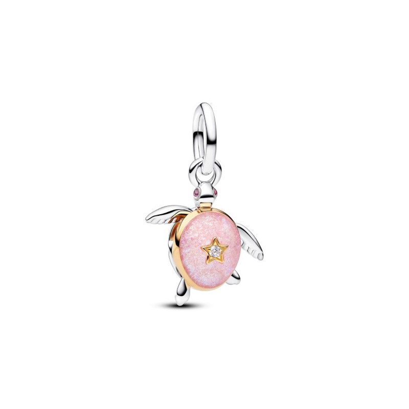 Pandora Charm Tortue de Mer rose avec diamant de synthèse