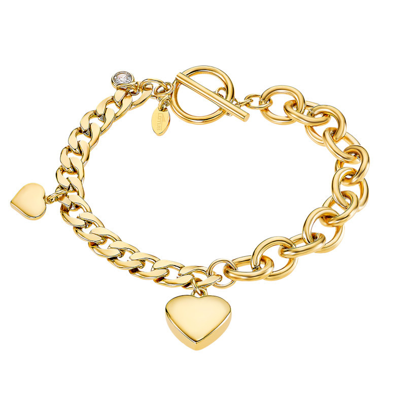 Bracelet Lotus breloques Coeurs doré, LS2335-2/2