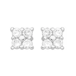 Boucles d'oreilles Carrées 4 Oxydes de zirconium et argent
