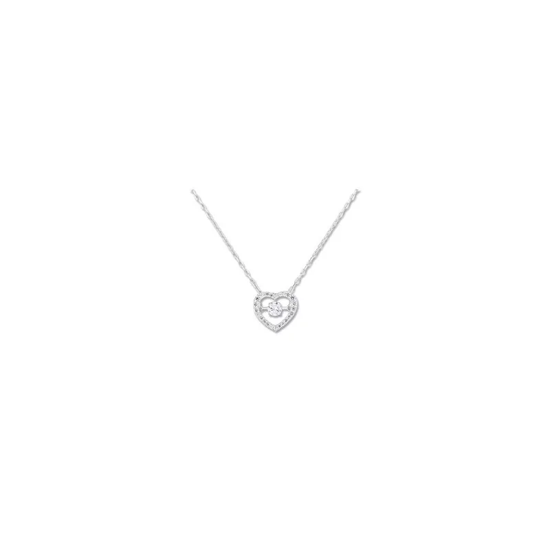 Collier Coeur, chaine maille forcat avec pendentif forme coeur serti d'Oxydes, en or 9 carats.