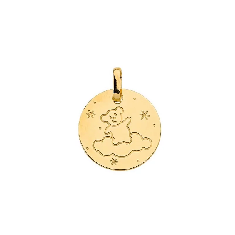 Pendentif rond Ourson en or jaune