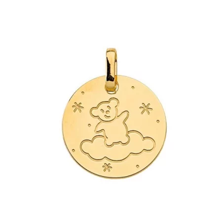 Pendentif rond Ourson en or jaune