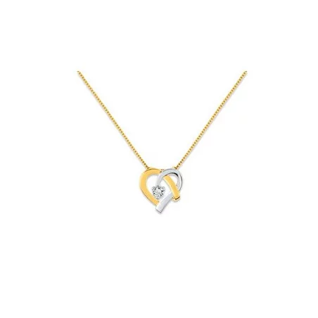 Collier Pendentif Coeur stylisé avec Diamant en or 18 carats