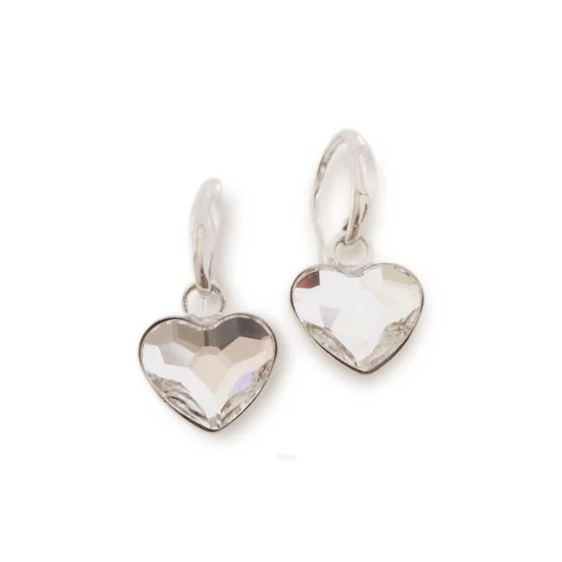 Boucles d'oreilles, Crystal Jewellery, Coeurs Blancs, en argent