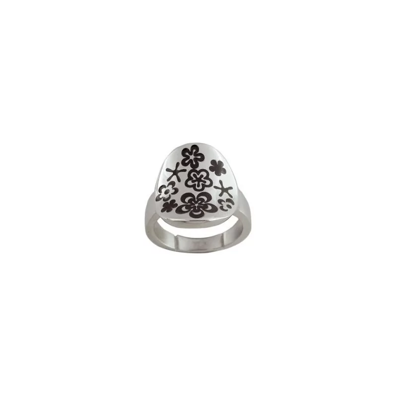 Bague XC38, motifs Fleurs noires