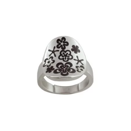 Bague XC38, motifs Fleurs noires