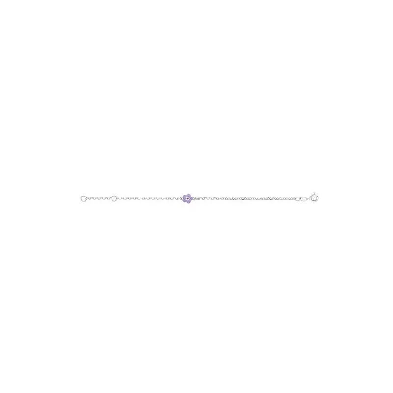 Bracelet Fleur mauve, en argent pour enfant