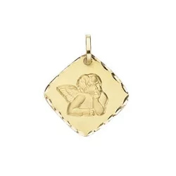 Médaille Ange, forme losange, 18 carats