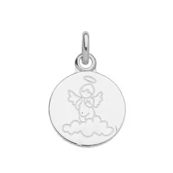 Médaille Ange, dessin style enfantin, en or gris 9 carats