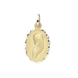 Médaille Vierge ovale, bords dentelés, en or 18 carats
