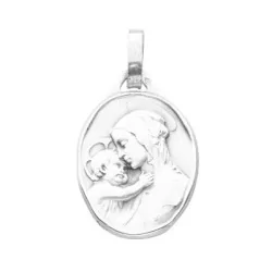 Médaille Vierge et son enfant, forme ovale, en argent