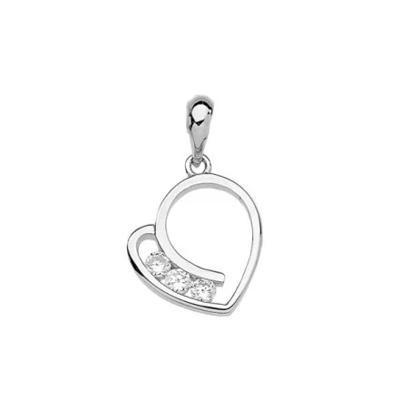 Pendentif Coeur, avec 3 oxydes, en argent