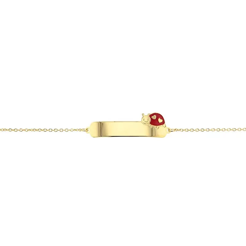 Bracelet Identité avec une petite Coccinelle, en or 9 carats